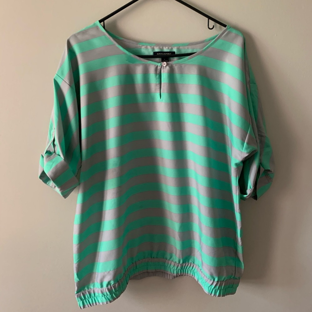 Teal/Grey Striped Banana Republic Blouse